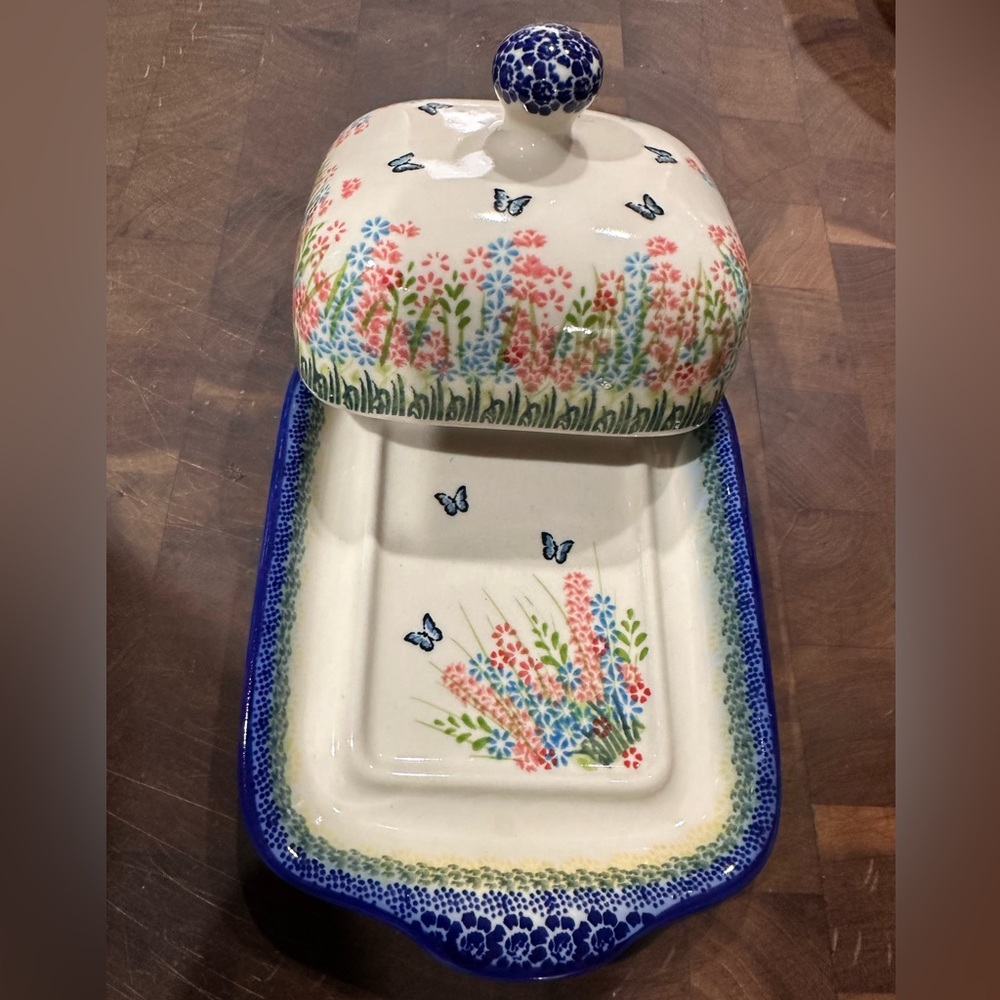Polish Pottery Unikat Dalia butter dish *NWOT*